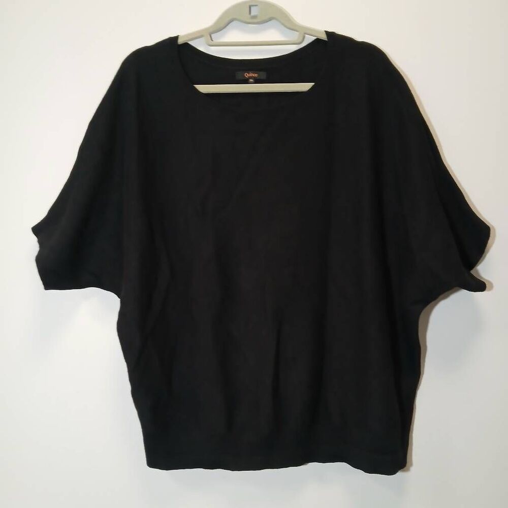 Quince womens xl organic cotton sweater dolman sleeve black boxy slouchy